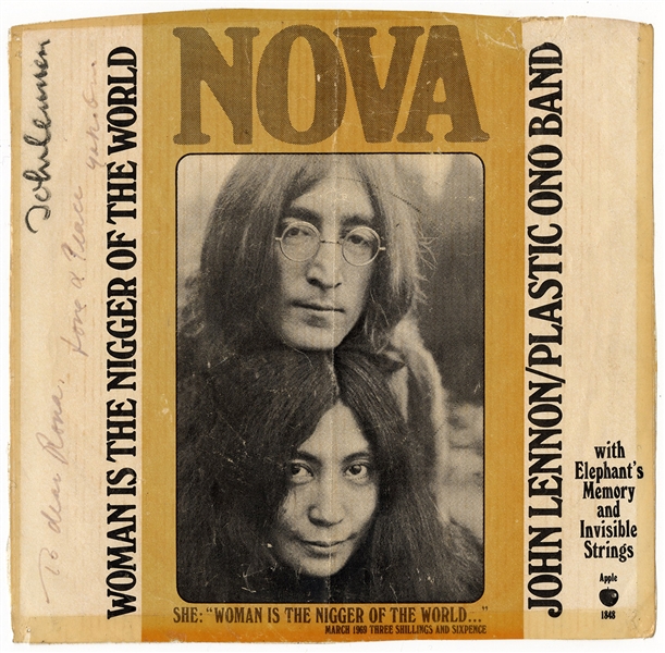 John Lennon & Yoko Ono Signed “Woman is the “N***** of the World” 45 Sleeve (Caiazzo & JSA)