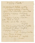 Stuart Sutcliffe Early 1960s “Hippy Hippy Shake” Handwritten Lyrics