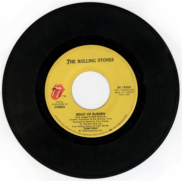 Lot Detail - Rolling Stones “Beast of Burden” 45’ with Original Picture ...