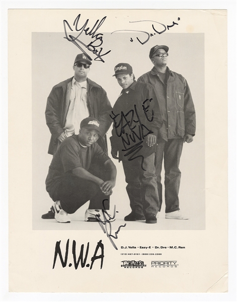 N.W.A. Group Signed Ruthless Records Promotional Photograph (JSA)
