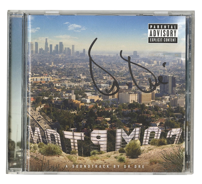 Dr. Dre Signed “Compton: A Soundtrack by Dr. Dre” CD Cover