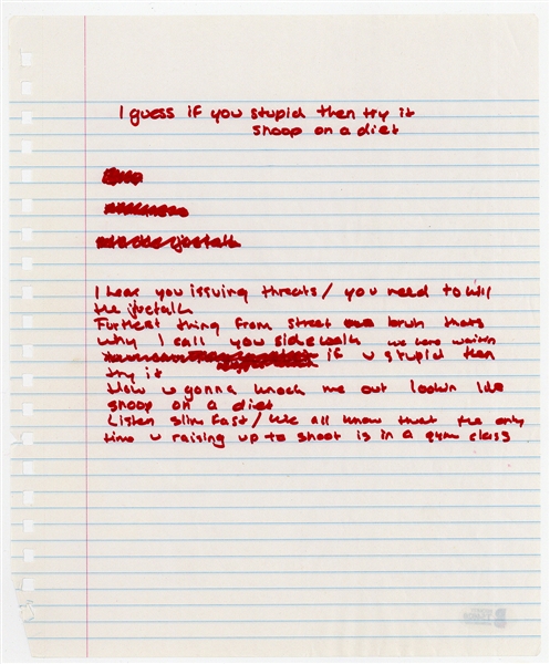 Drake Handwritten Lyrics From Personal Notebook (Beckett)