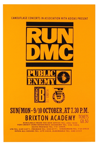 Original Run DMC and Public Enemy Brixton Academy Concert Poster