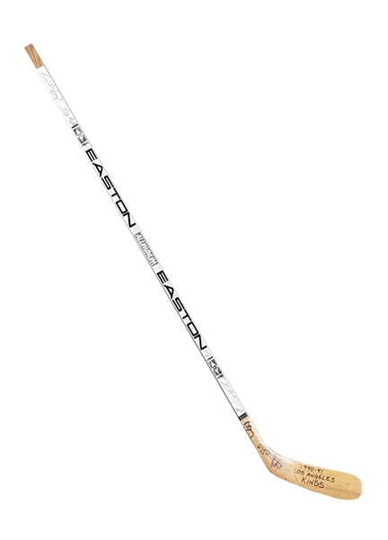 1990-91 Wayne Gretzky LA Kings Team-Signed & Game Used Hockey Stick (JSA)