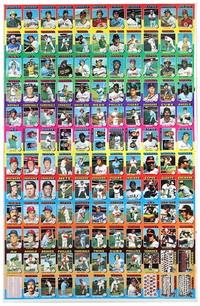 1975 Topps Baseball Uncut Sheet with 132 Cards