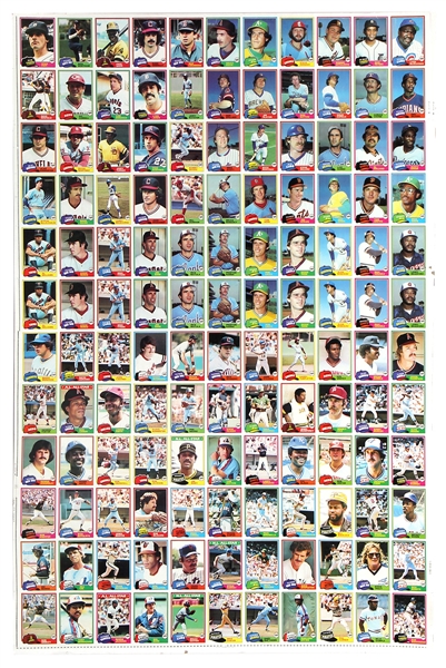 1981 Topps Baseball Uncut Sheet With 132 Cards