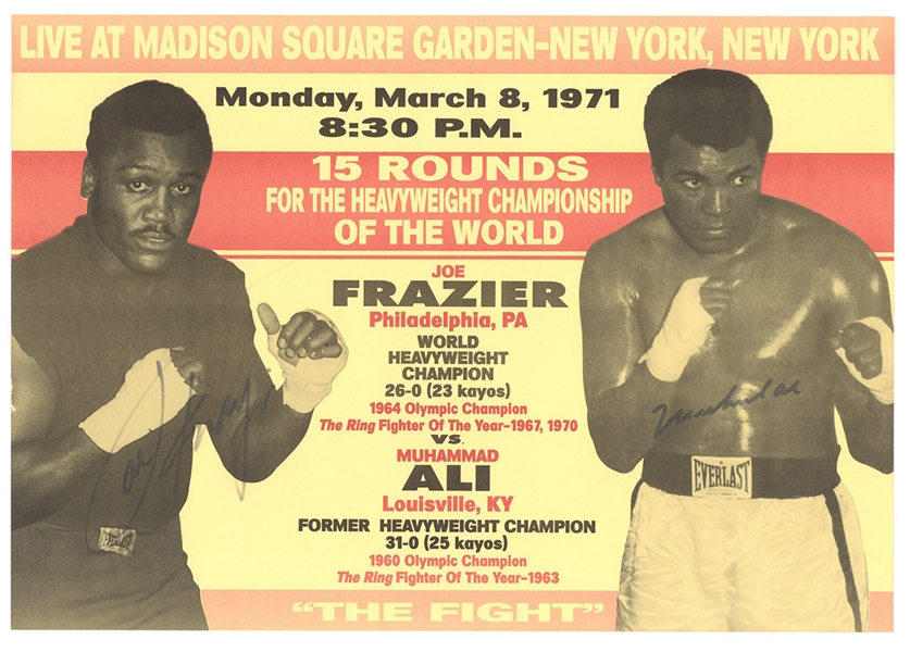 Lot Detail - Muhammad Ali And Joe Frazier Signed Fight Flyer