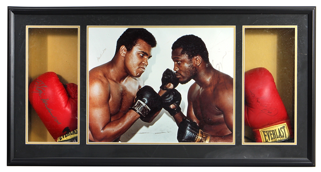 Muhammad Ali and Joe Frazier Signed Framed Display