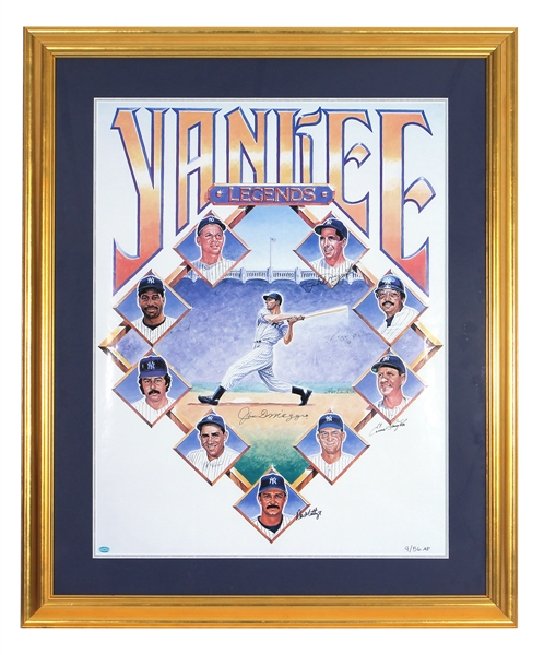 Joe DiMaggio Signed Limited Edition Yankees Legends Art Print (8 Total Signatures )