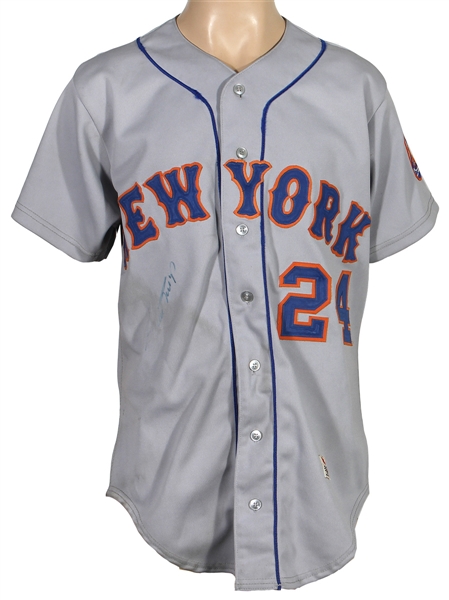 1973 Willie Mays New York Mets Game Worn/Game Issued & Signed Road Jersey (JSA)