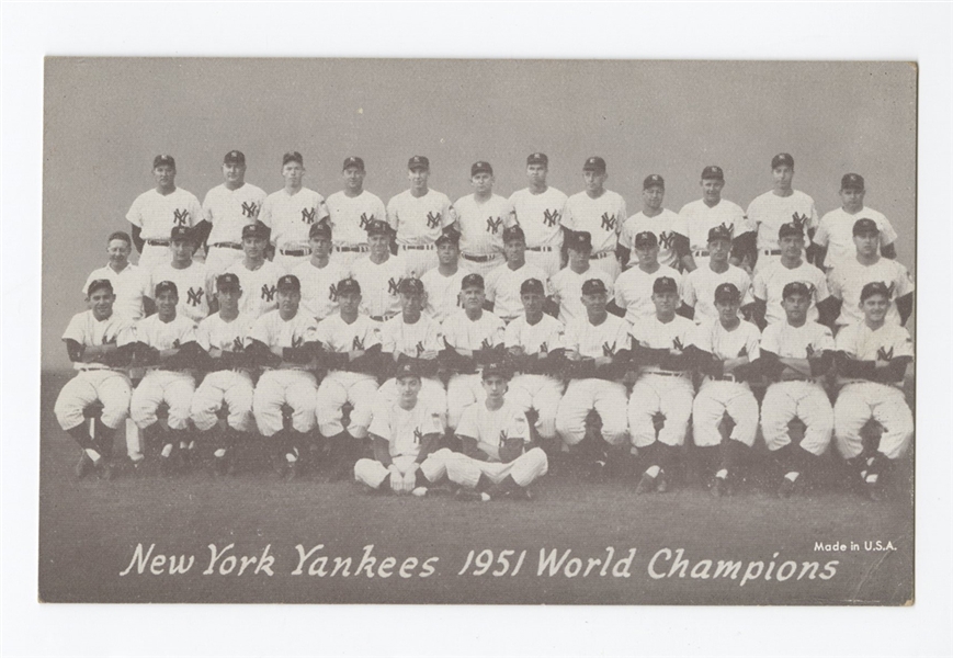 1947-61 Exhibits 1951 New York Yankees Championship Team Card