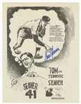 Tom Seaver Signed Daily News Illustration Page