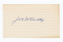 Joe McCarthy Signed Index Card
