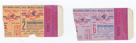 A Pair of 1953 Yankee World Series Ticket Stubs (Game 2, Mantle HR & Game 6)