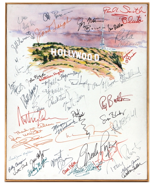 Celebrity Signed Hollywood Sign Original Painting (35+) JSA