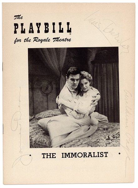 James Dean Signed Original Program for "The Immoralist" His First and Only Broadway Show, Also Signed by Louis Jourdan and Geraldine Page (JSA)