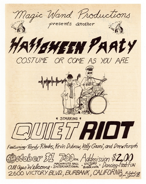 Quiet Riot Randy Rhoads Original 1975 Halloween Concert Flyer
