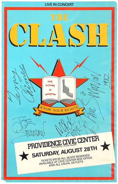 The Clash Band Signed Original 1982 Concert Poster (JSA)