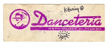Keith Haring Signed and Depiction Danceteria Ticket