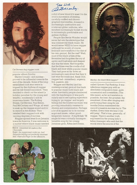 Bob Marley "Jah Live" Signed Magazine Page (JSA)