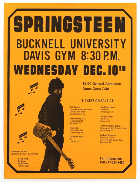 Bruce Springsteen Original 1975 Bucknell University Concert Poster