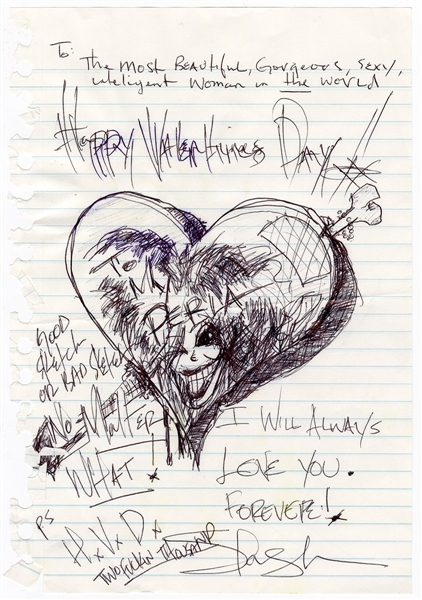 Slash Handwritten & Signed Valentines Day Letter to Wife Perla (REAL)