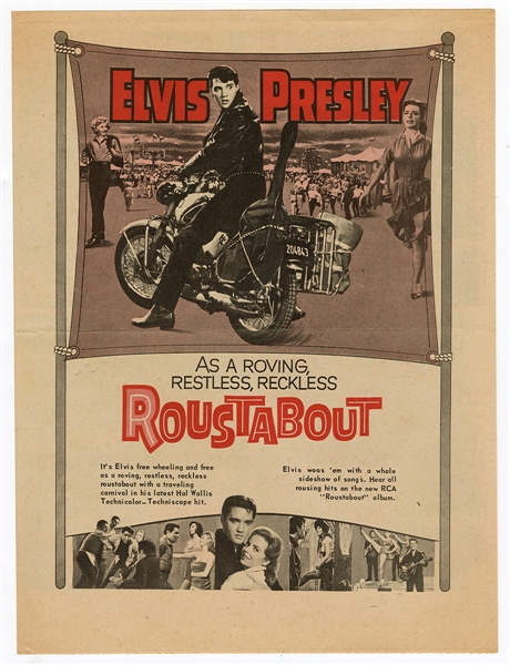 Elvis Presley Vintage Original  "Roustabout" Movie Herald