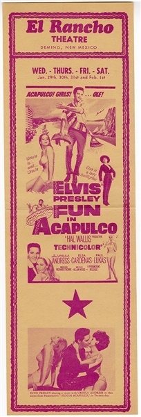 Elvis Presley Vintage Original "Fun In Acapulco" Theater Flyer
