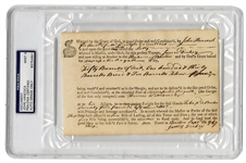 John Hancock Handwritten & Signed Document (PSA/DNA Encapsulated Graded 9)
