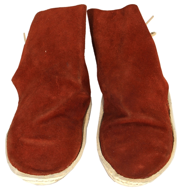 Jimi Hendrix Owned & Worn Orange Suede Moccasin-Boots 