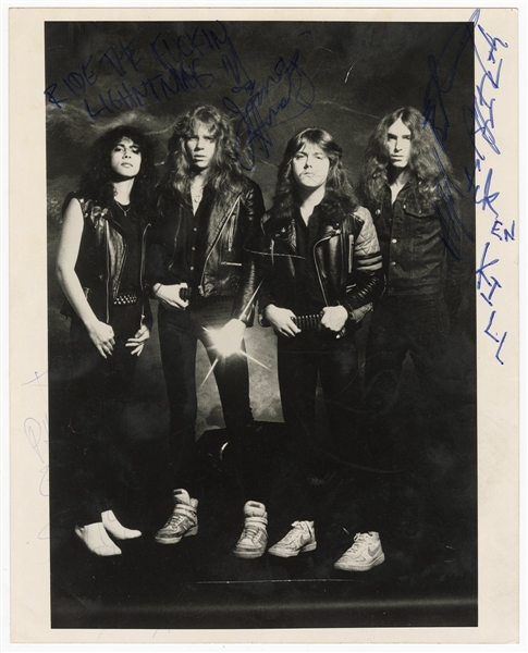 Metallica Band Signed Promotional Photograph with Cliff Burton Incredibly Rare (REAL)