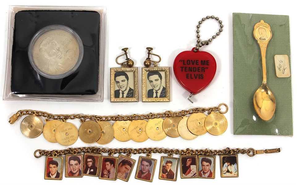 Elvis Presley Vintage Promotional Jewelry and Gold Spoon