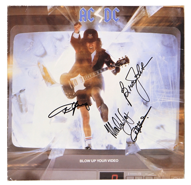 AC/DC Band (4) Signed "Blow Up Your Video" Album (REAL)