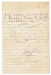 The Beatles Only Known Historic Autographs from August 1965 Shea Stadium Concert Signed to Driver of Their Armored Car (Caiazzo) 