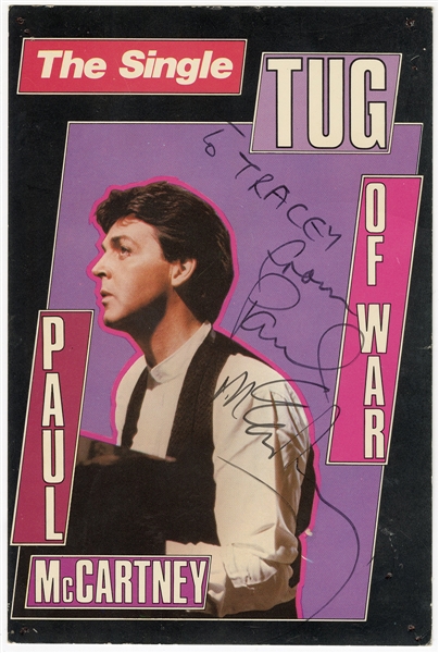 Paul McCartney Signed & Inscribed "Tug of War" Postcard (PSA)