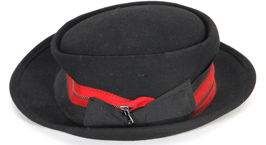 Britney Spears Stage Worn Custom Black Hat with Red Zippered Trim