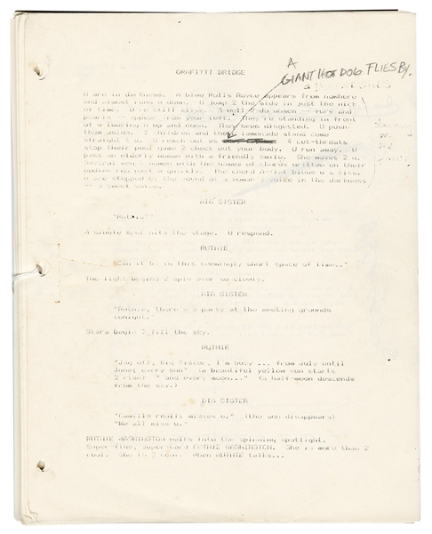 Prince Owned, Handwritten & Hand Annotated Graffiti Bridge 1987 Draft Script 43 Pages Have Prince’s Handwritten Notes! (REAL)