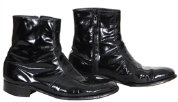 Elvis Presley Stage Worn and Owned Black Patent Leather Boots