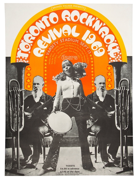 John Lennon, Yoko Ono & Eric Clapton 1969 Toronto Rock & Roll Revival Concert Poster