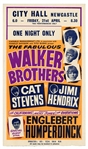 The Jimi Hendrix Experience Walker Brothers 1967 City Hall Newcastle Handbill And Ticket Stub