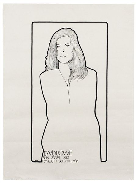 David Bowie Extremely Rare April 1972 Concert Poster for “Ziggy Stardust” At the Plymouth Guildhall