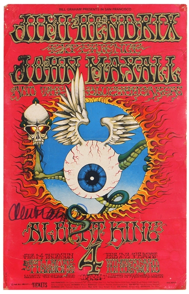 Jimi Hendrix 1968 "Flying Eyeball" Signed Original Second-Printing Concert Poster