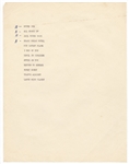Elvis Presley Are You Lonesome Tonight Handwritten Lyrics, Hand-Annotated Song List, Personally Owned Song Lyrics