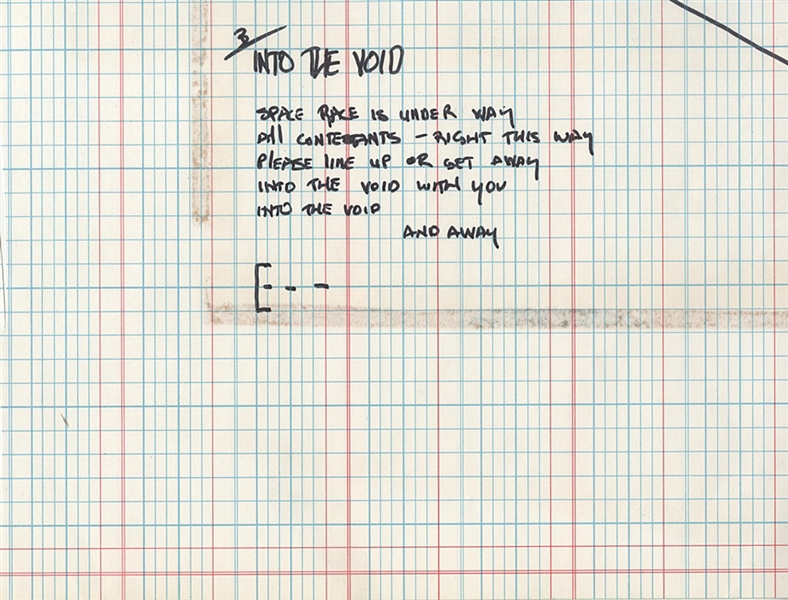 KISS Gene Simmons Handwritten "Into The Void" Lyrics