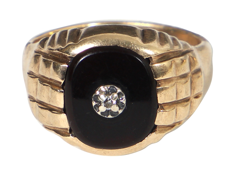 Elvis Presley  Owned & Stage Worn Black Sapphire and Diamond Gold Ring