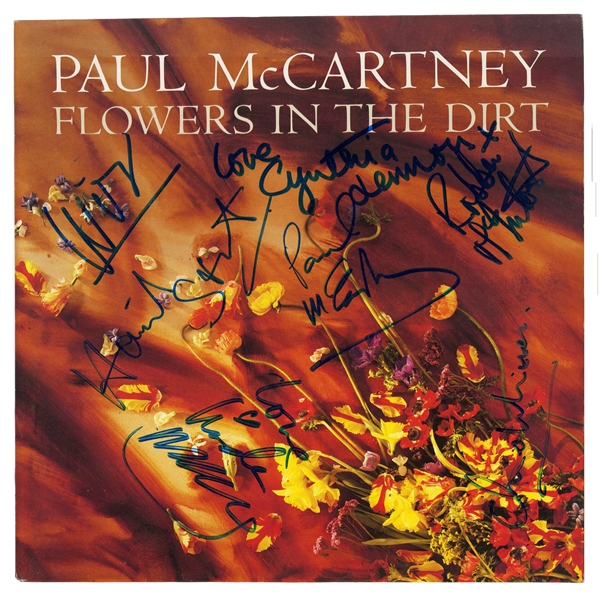 Paul And Linda McCartney, Cythina Lennon And Band Autographed Flowers In The Dirt Album 
