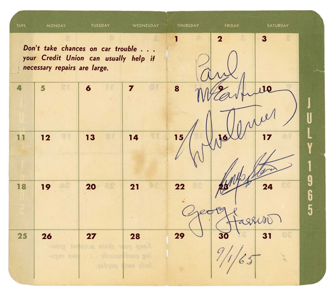 The Beatles 1965 San Francisco Autographs Incredible Set (Tracks UK)