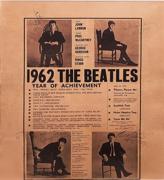 The Beatles Signed “1962 Year of Achievement” Handbill (Caiazzo & Tracks UK)