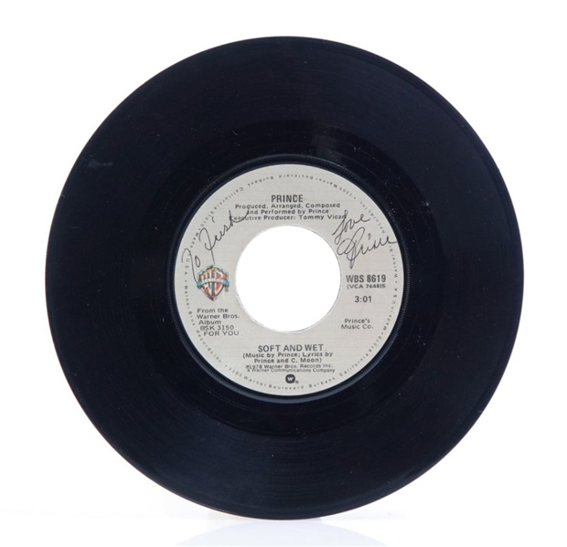 Prince Signed & Inscribed 1978 "Soft And Wet" 45 Record (REAL)