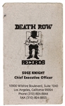Suge Knight Death Row Records Business Card